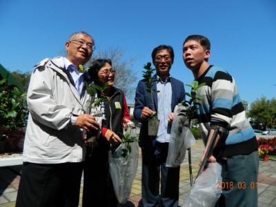 記者會現場準備茶花500株及桂花300株供洽公民眾索取